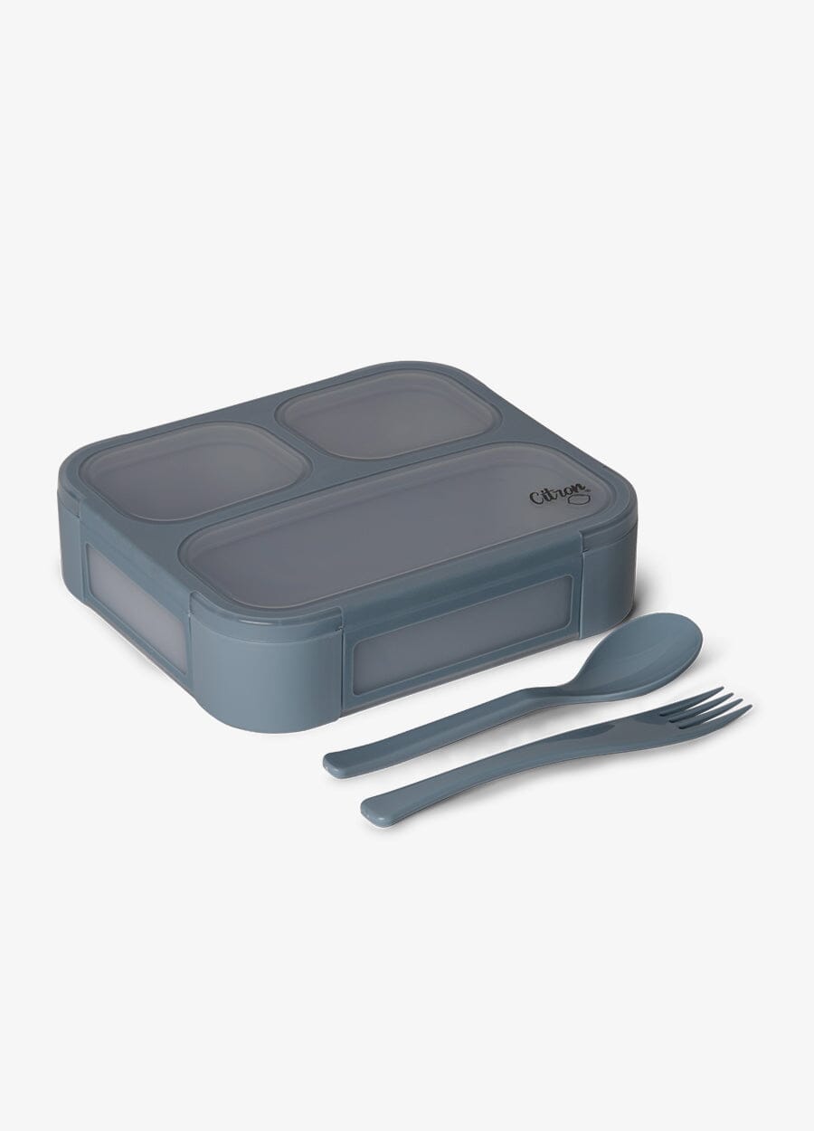 Lunch Box with Fork & Spoon - Dusty Blue