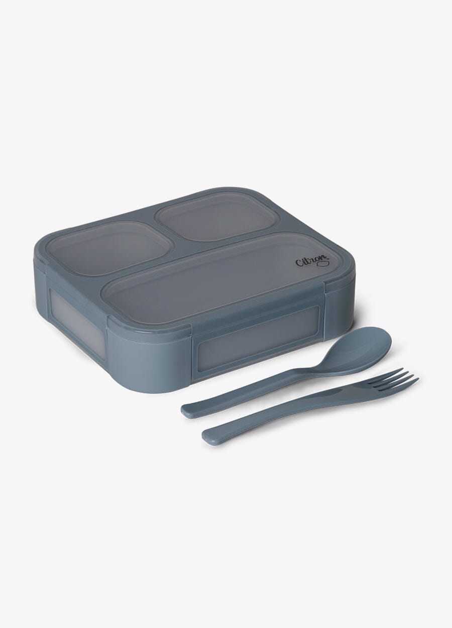 Lunch Box with Fork & Spoon - Dusty Blue