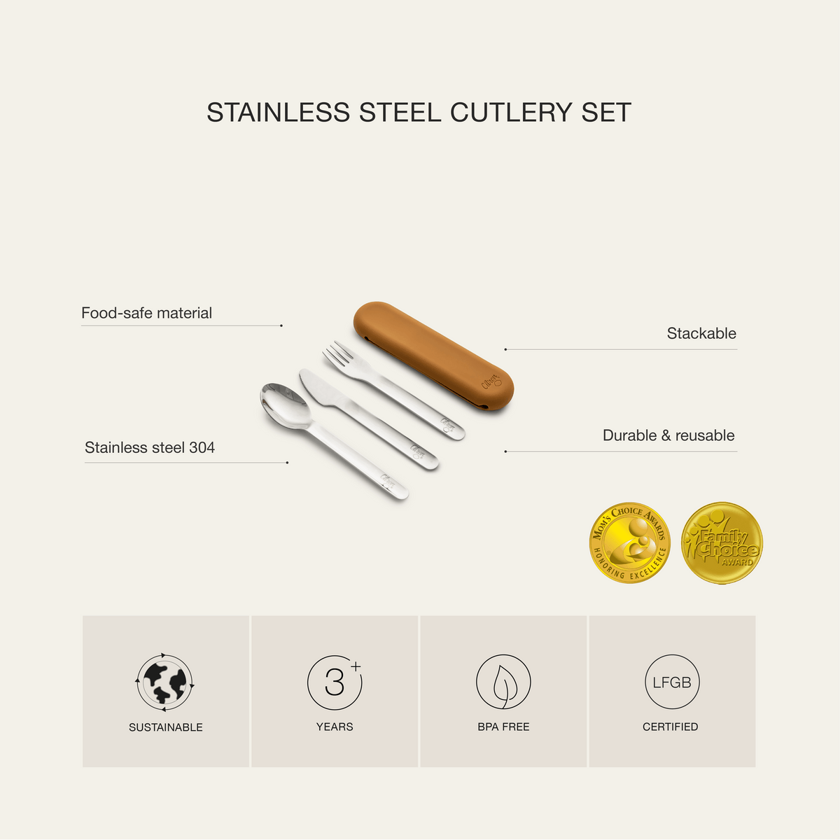 Stainless Steel Cutlery Set - Blush Pink + Case