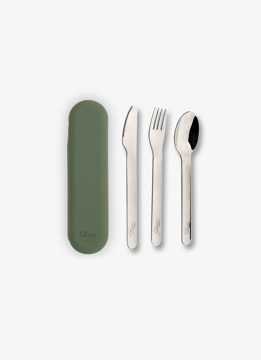 Stainless Steel Cutlery Set - Green + Case