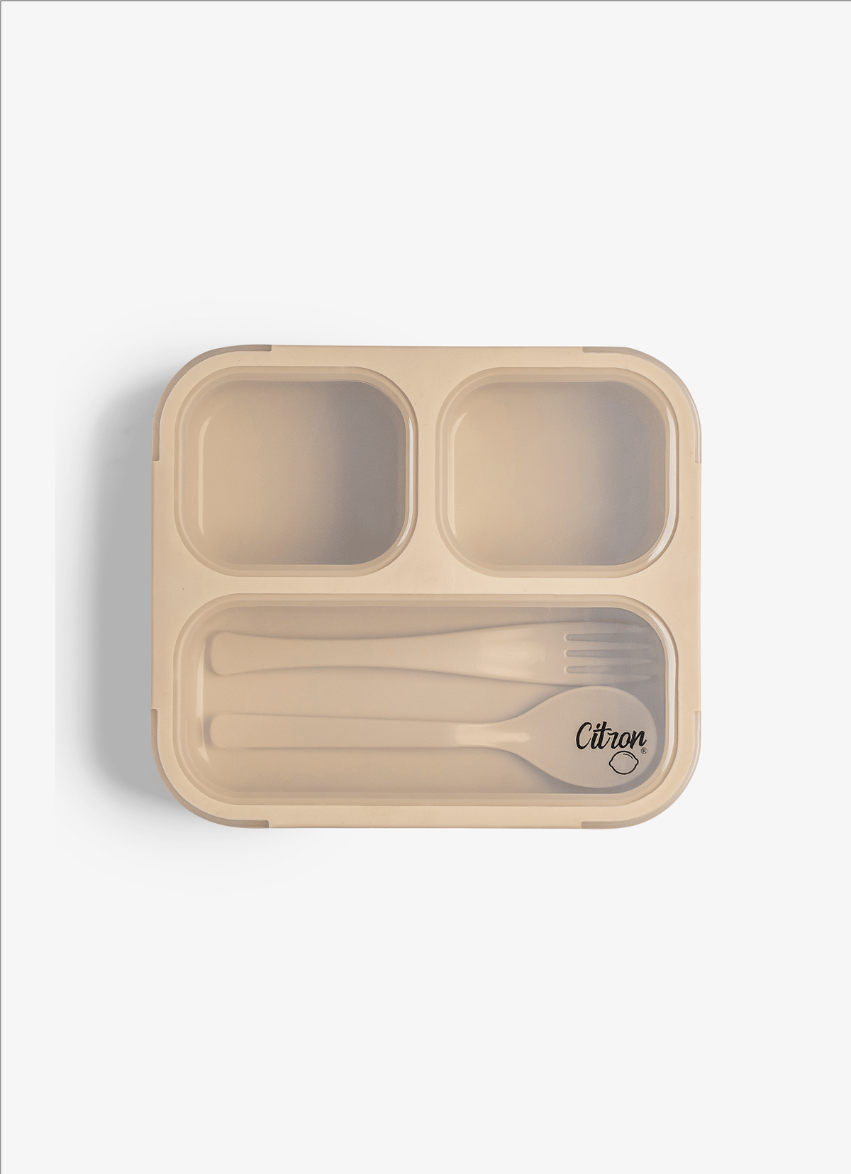 Lunch Box with Fork & Spoon - Beige