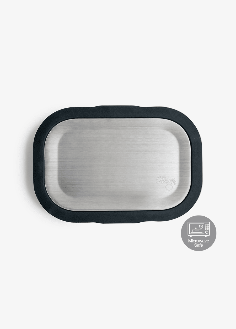 Stainless Steel Lunchbox - 2 Compartment - Black
