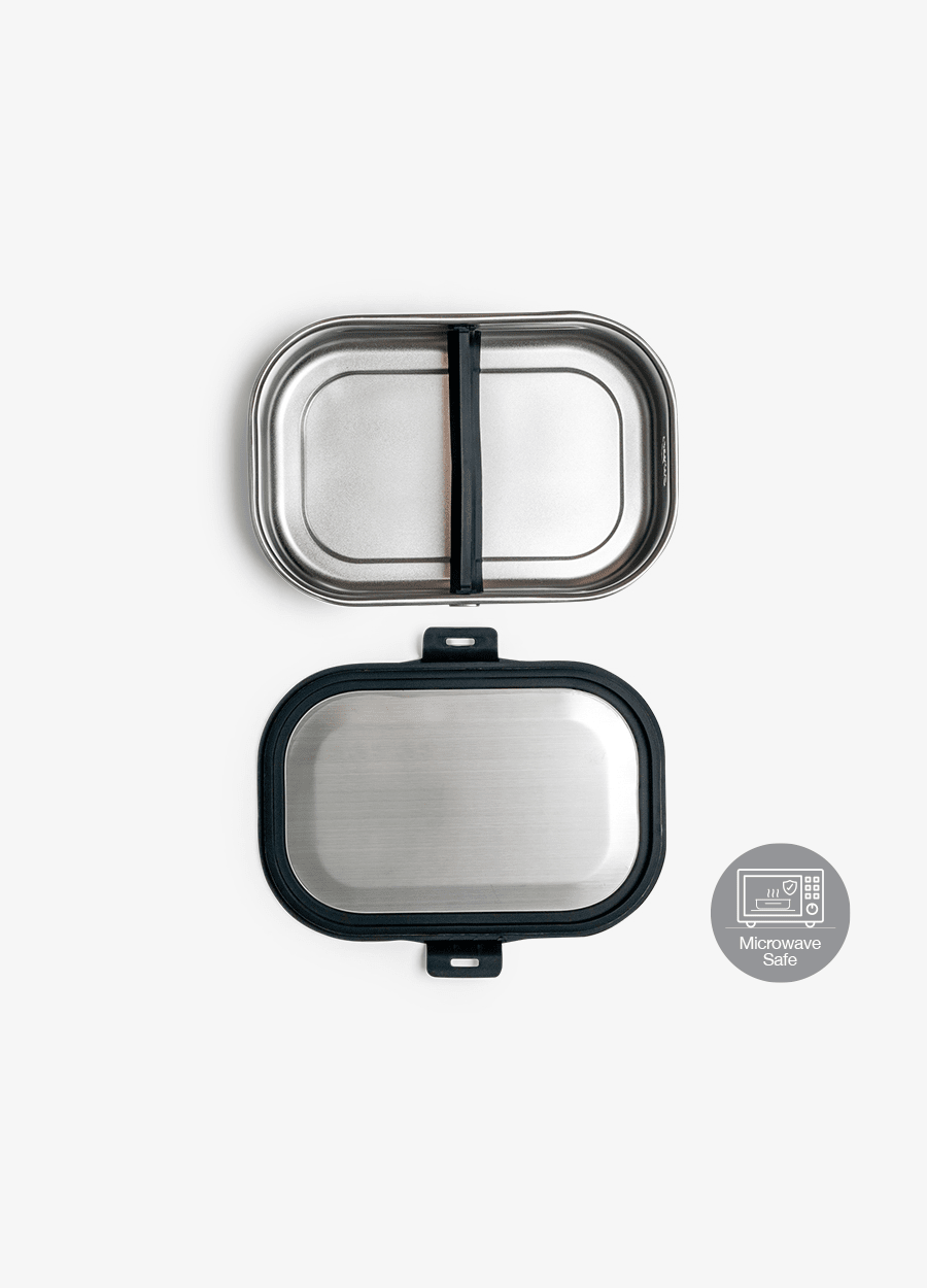 Stainless Steel Lunchbox - 2 Compartment - Black