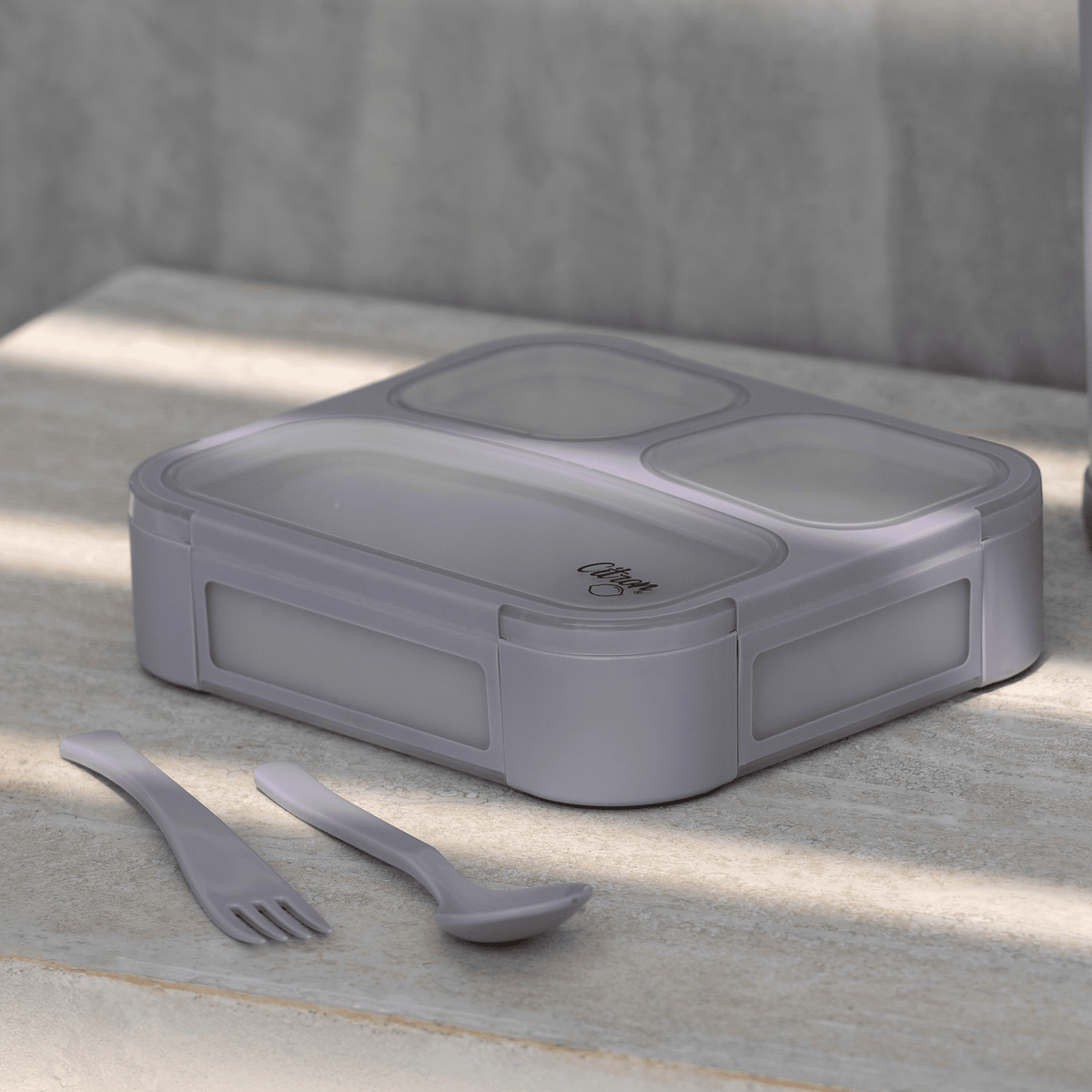 Lunch Box with Fork & Spoon - Purple