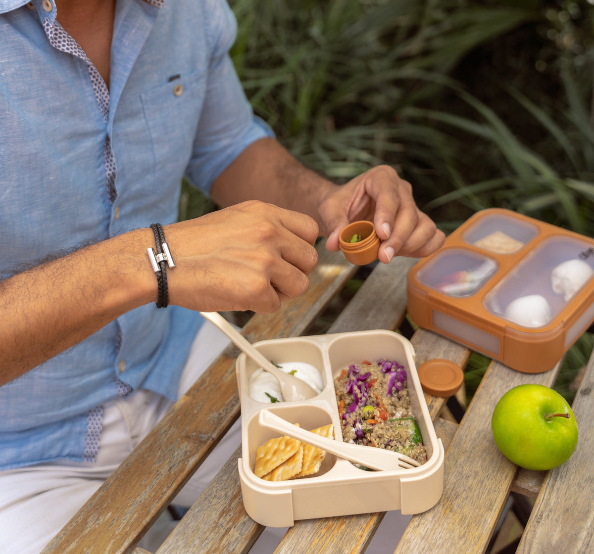Lunch Box with Fork & Spoon - Caramel