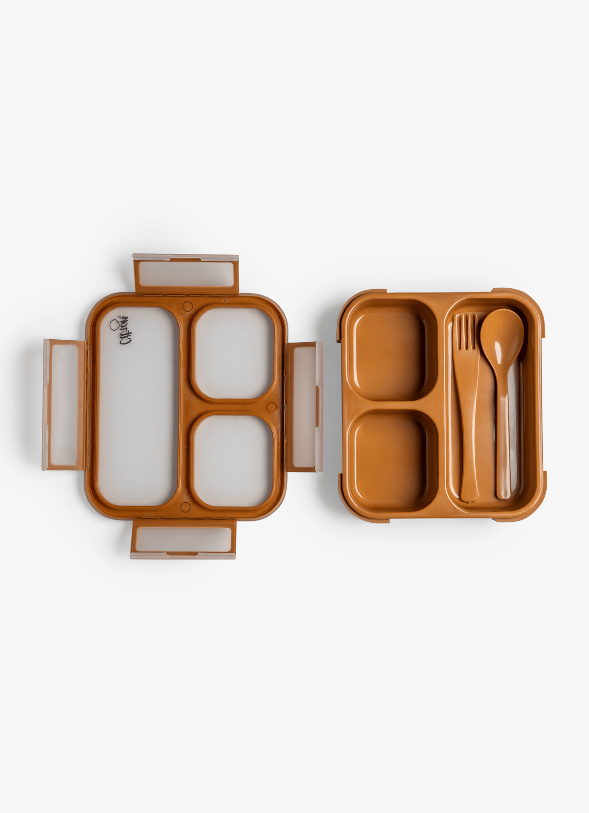 Lunch Box with Fork & Spoon - Caramel