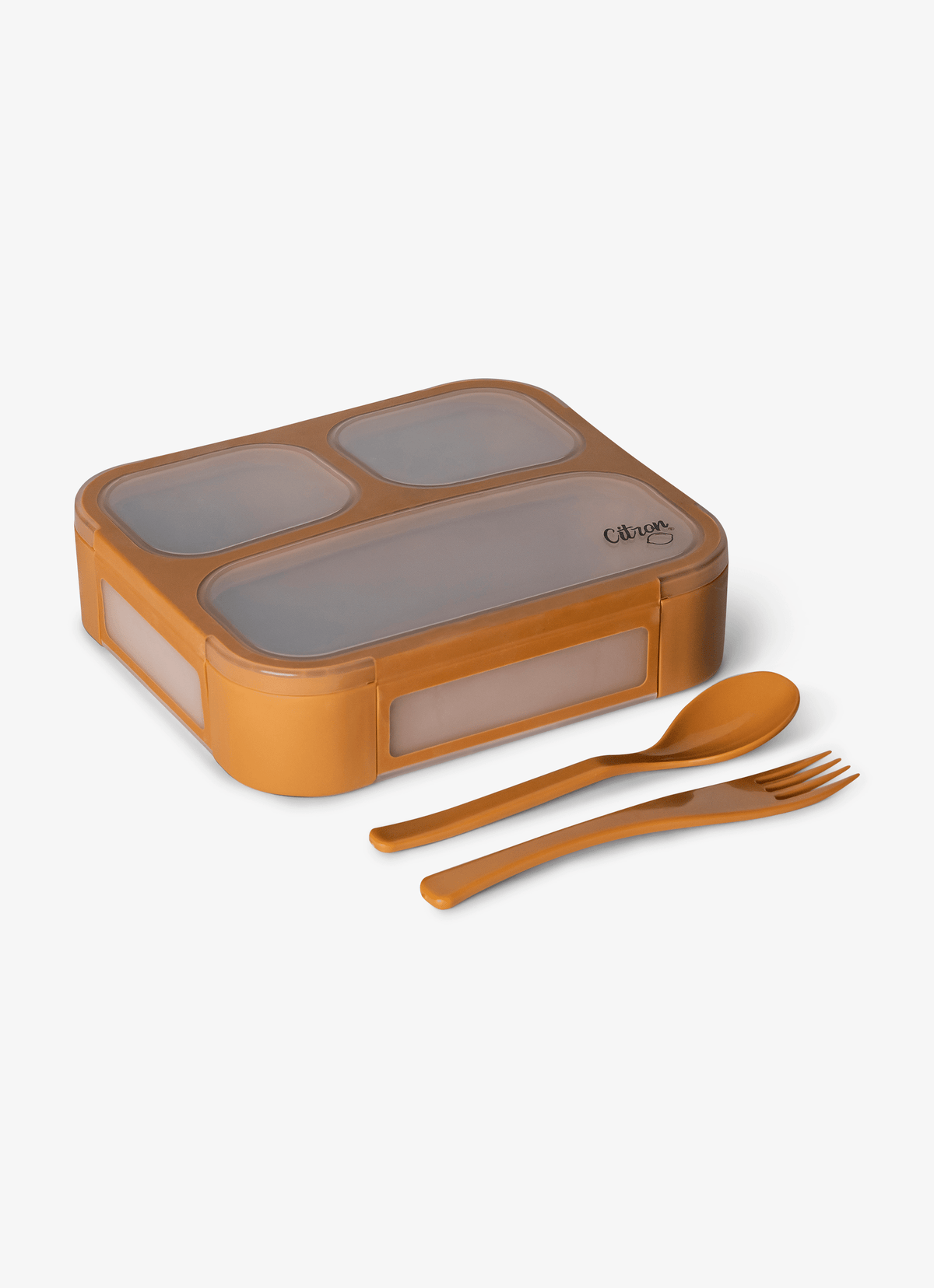 Lunch Box with Fork & Spoon - Caramel