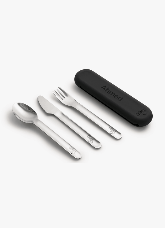 Stainless Steel Cutlery Set - Black + Case