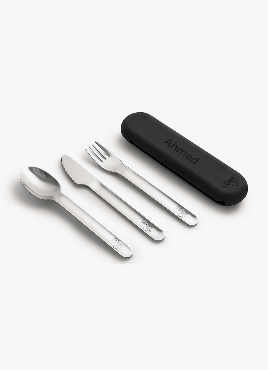 Stainless Steel Cutlery Set - Black + Case