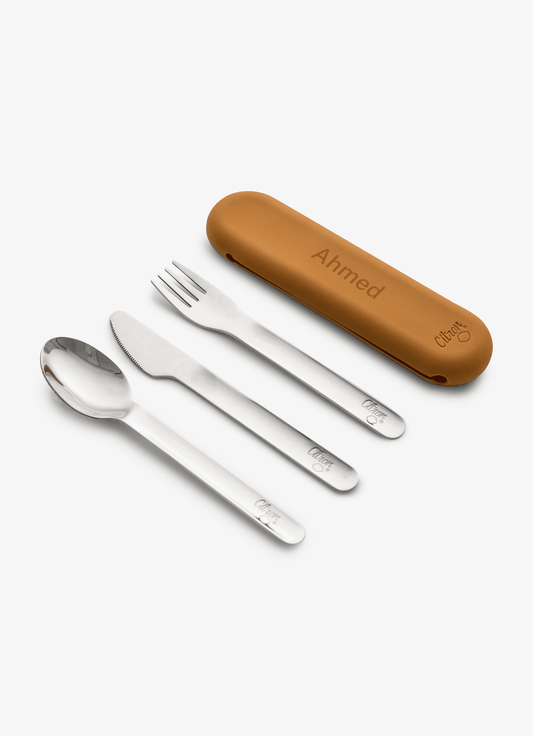 Stainless Steel Cutlery Set - Caramel + Case